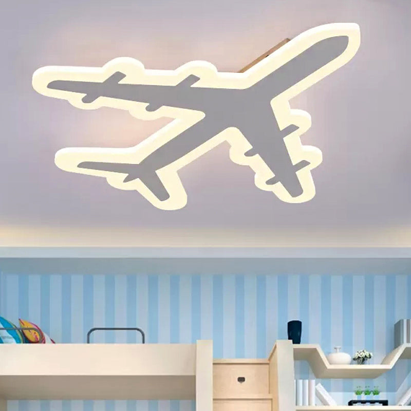 Plane Shaped Ceiling Mount Light Modern Acrylic Flush Mount Light for Kid Bedroom White Warm Clearhalo 'Ceiling Lights' 'Close To Ceiling Lights' 'Close to ceiling' 'Flush mount' Lighting' 251504