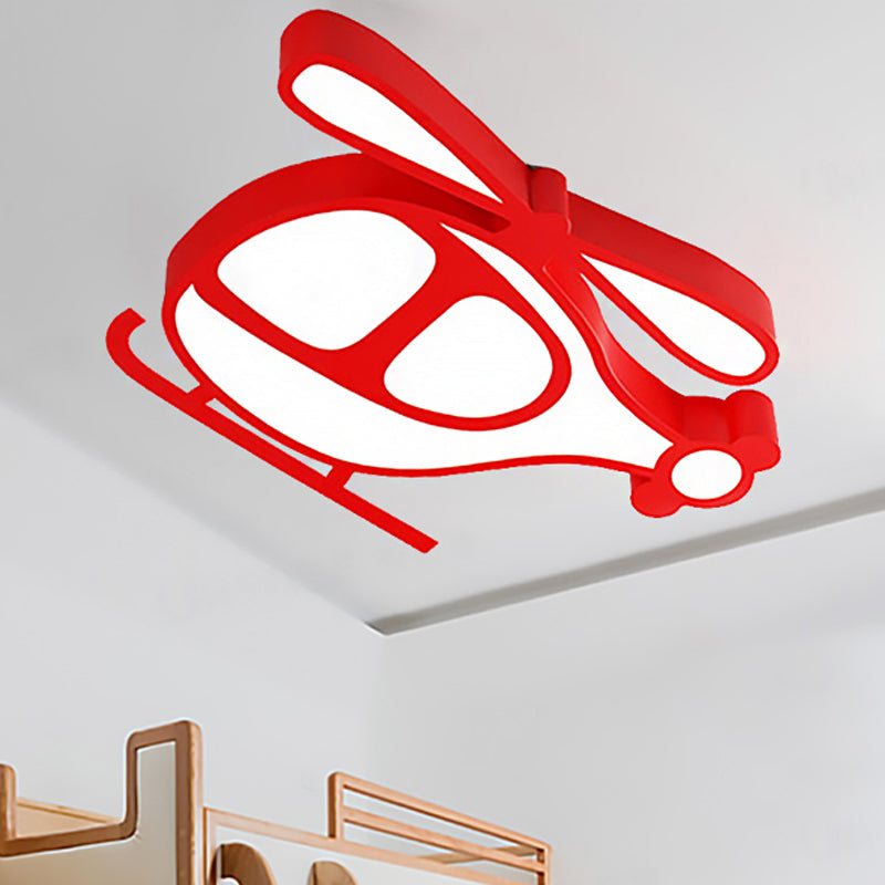 Helicopter Kid Bedroom Ceiling Light Fixture Cartoon Acrylic Flush Mount Ceiling Light Red Clearhalo 'Ceiling Lights' 'Close To Ceiling Lights' 'Close to ceiling' 'Flush mount' Lighting' 251527