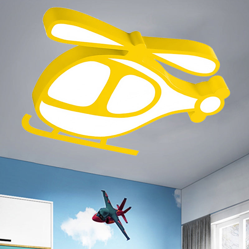 Helicopter Kid Bedroom Ceiling Light Fixture Cartoon Acrylic Flush Mount Ceiling Light Yellow Clearhalo 'Ceiling Lights' 'Close To Ceiling Lights' 'Close to ceiling' 'Flush mount' Lighting' 251529