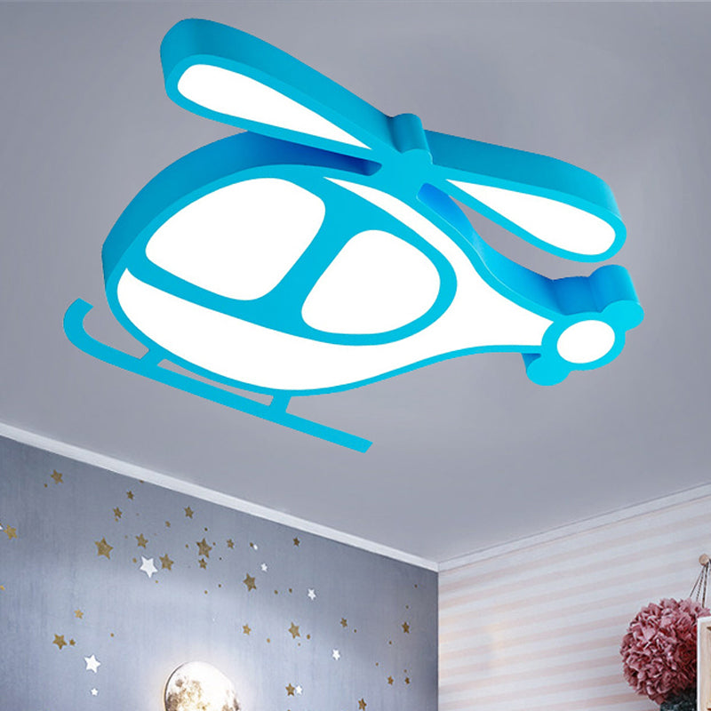 Helicopter Kid Bedroom Ceiling Light Fixture Cartoon Acrylic Flush Mount Ceiling Light Blue Clearhalo 'Ceiling Lights' 'Close To Ceiling Lights' 'Close to ceiling' 'Flush mount' Lighting' 251531