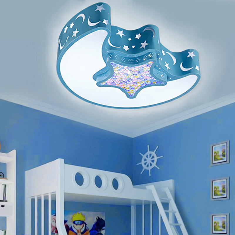 Art Deco Flush Mount Light Acrylic Ceiling Light Fixture for Kindergarten Blue Clearhalo 'Ceiling Lights' 'Close To Ceiling Lights' 'Close to ceiling' 'Flush mount' Lighting' 251537