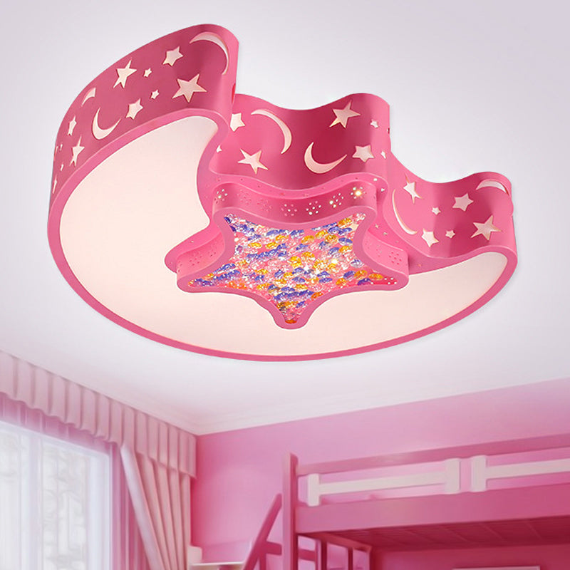 Art Deco Flush Mount Light Acrylic Ceiling Light Fixture for Kindergarten Pink Clearhalo 'Ceiling Lights' 'Close To Ceiling Lights' 'Close to ceiling' 'Flush mount' Lighting' 251541