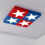 Metal Square Flush Ceiling Light with Star Modern Ceiling Lamp for Kid Bedroom Clearhalo 'Ceiling Lights' 'Close To Ceiling Lights' 'Close to ceiling' 'Flush mount' Lighting' 251573