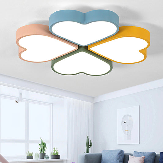 Designer Heart Flush Ceiling Light Fixture Acrylic Flush Mount Ceiling Light for Kid Bedroom Blue-Yellow-Green-Pink White Clearhalo 'Ceiling Lights' 'Close To Ceiling Lights' 'Close to ceiling' Lighting' 251575