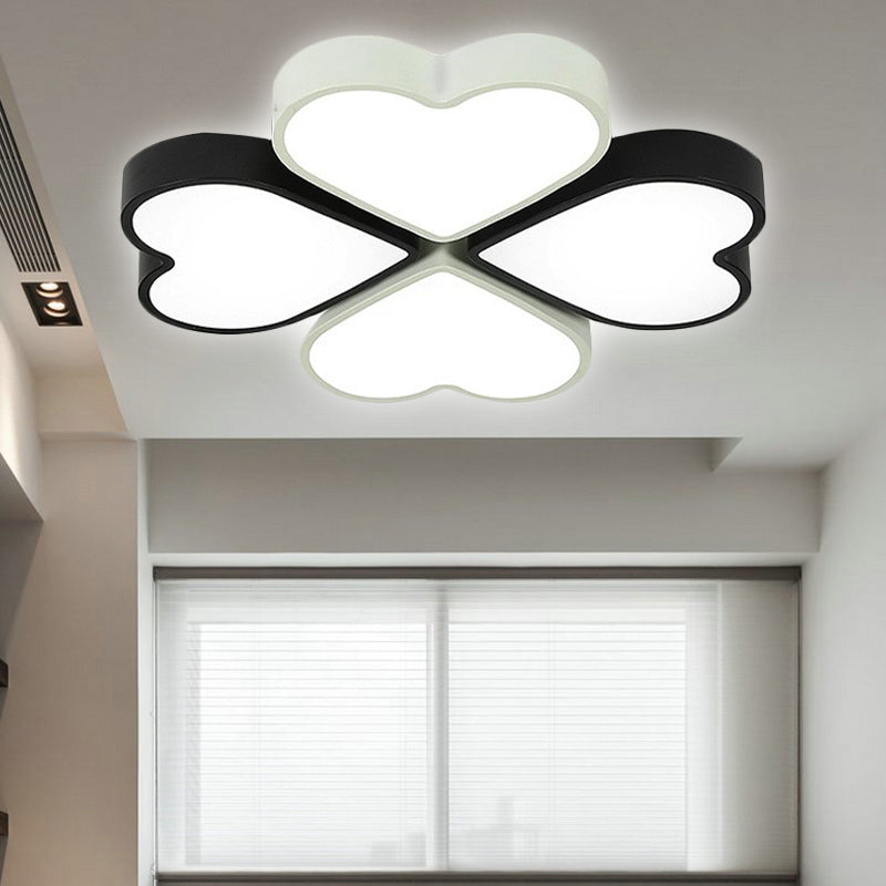 Designer Heart Flush Ceiling Light Fixture Acrylic Flush Mount Ceiling Light for Kid Bedroom Black-White White Clearhalo 'Ceiling Lights' 'Close To Ceiling Lights' 'Close to ceiling' Lighting' 251578