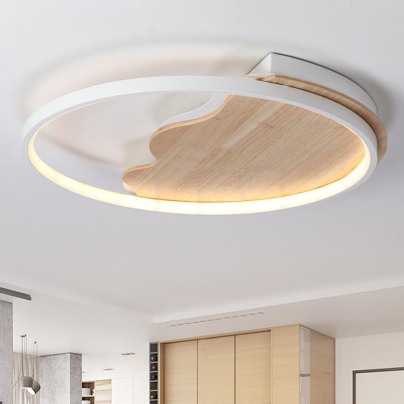 Nordic Style Wave Flush Ceiling Light with Ring Wood White Ceiling Fixture for Study Room White Clearhalo 'Ceiling Lights' 'Close To Ceiling Lights' 'Close to ceiling' 'Flush mount' Lighting' 251579