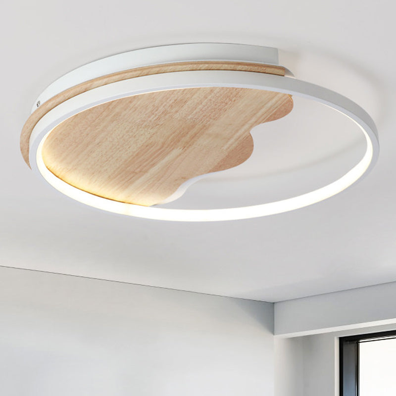 Nordic Style Wave Flush Ceiling Light with Ring Wood White Ceiling Fixture for Study Room Clearhalo 'Ceiling Lights' 'Close To Ceiling Lights' 'Close to ceiling' 'Flush mount' Lighting' 251580