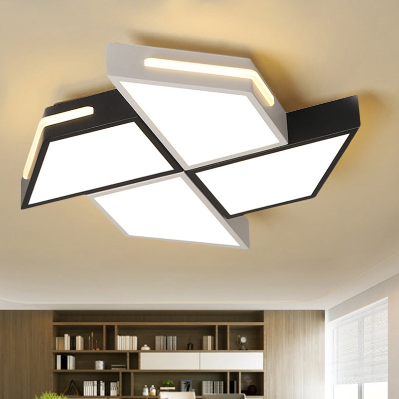 Modern Windmill Flush Mount Ceiling Light Acrylic Flush Mount Ceiling Fixture in Black and White for Bedroom Black-White Clearhalo 'Ceiling Lights' 'Close To Ceiling Lights' 'Close to ceiling' 'Flush mount' Lighting' 251585