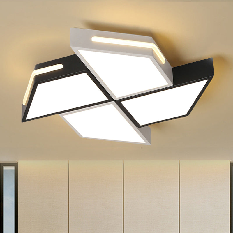 Modern Windmill Flush Mount Ceiling Light Acrylic Flush Mount Ceiling Fixture in Black and White for Bedroom Clearhalo 'Ceiling Lights' 'Close To Ceiling Lights' 'Close to ceiling' 'Flush mount' Lighting' 251586