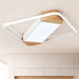 Wood & Acrylic Square Ceiling Lamp Dining Room Nordic Flush Mount Light in White Clearhalo 'Ceiling Lights' 'Close To Ceiling Lights' 'Close to ceiling' 'Flush mount' Lighting' 251588