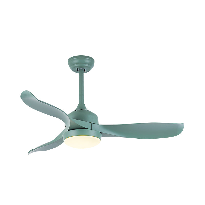 Living Room Semi Flush Mount Light with 3 Blades Metal Macaron Loft Ceiling Fan in Green Clearhalo 'Ceiling Fans with Lights' 'Ceiling Fans' 'Kids Ceiling Fans' 'Kids' Lighting' 251645