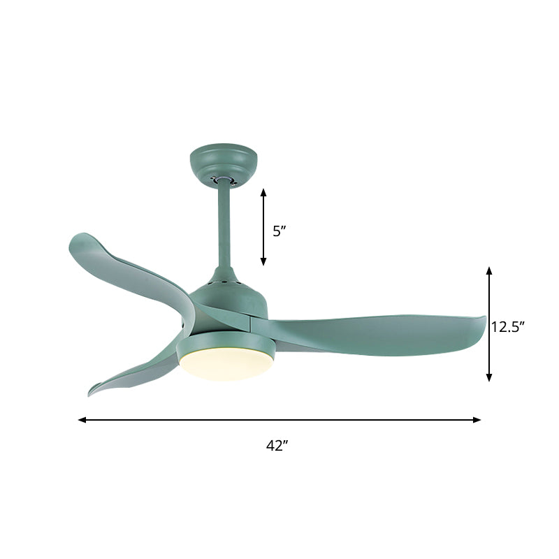 Living Room Semi Flush Mount Light with 3 Blades Metal Macaron Loft Ceiling Fan in Green Clearhalo 'Ceiling Fans with Lights' 'Ceiling Fans' 'Kids Ceiling Fans' 'Kids' Lighting' 251646