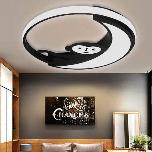 Cartoon Animal Ceiling Light Fixture Acrylic Flush Mount Ceiling Light for Bedroom Black Clearhalo 'Ceiling Lights' 'Close To Ceiling Lights' 'Close to ceiling' 'Flush mount' Lighting' 251666