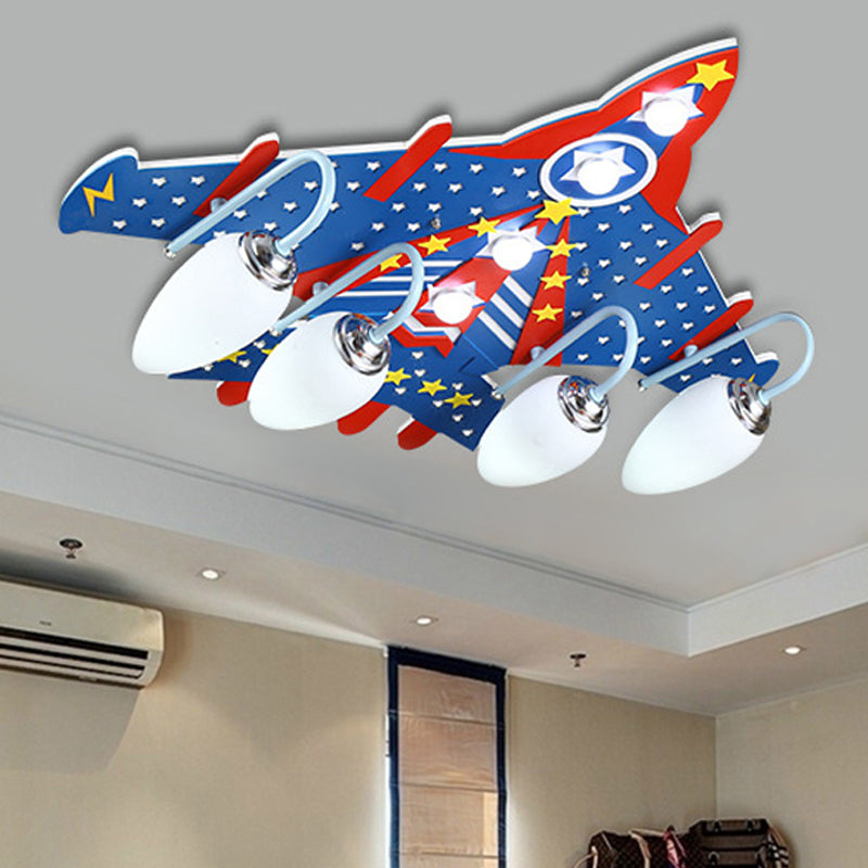 Cartoon Blue Flush Mount Ceiling Fixture Plane 4 Lights Metal Ceiling Light for Kid Bedroom Clearhalo 'Ceiling Lights' 'Close To Ceiling Lights' 'Close to ceiling' 'Flush mount' Lighting' 251677