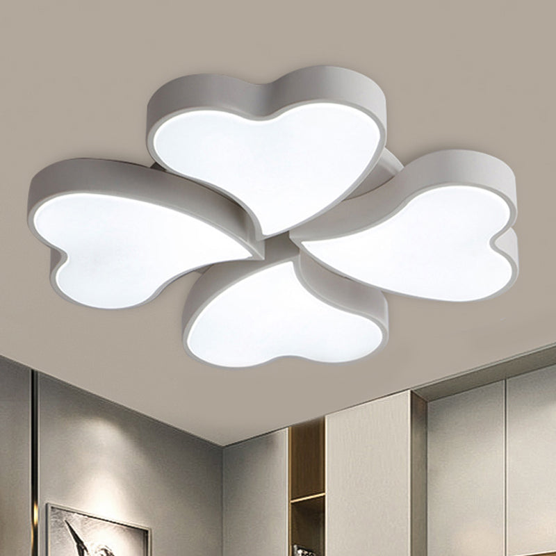 Acrylic Heart Ceiling Light Fixture Art Deco LED Flush Ceiling Lights in White for Bedroom 4 White Clearhalo 'Ceiling Lights' 'Close To Ceiling Lights' 'Close to ceiling' Lighting' 251678