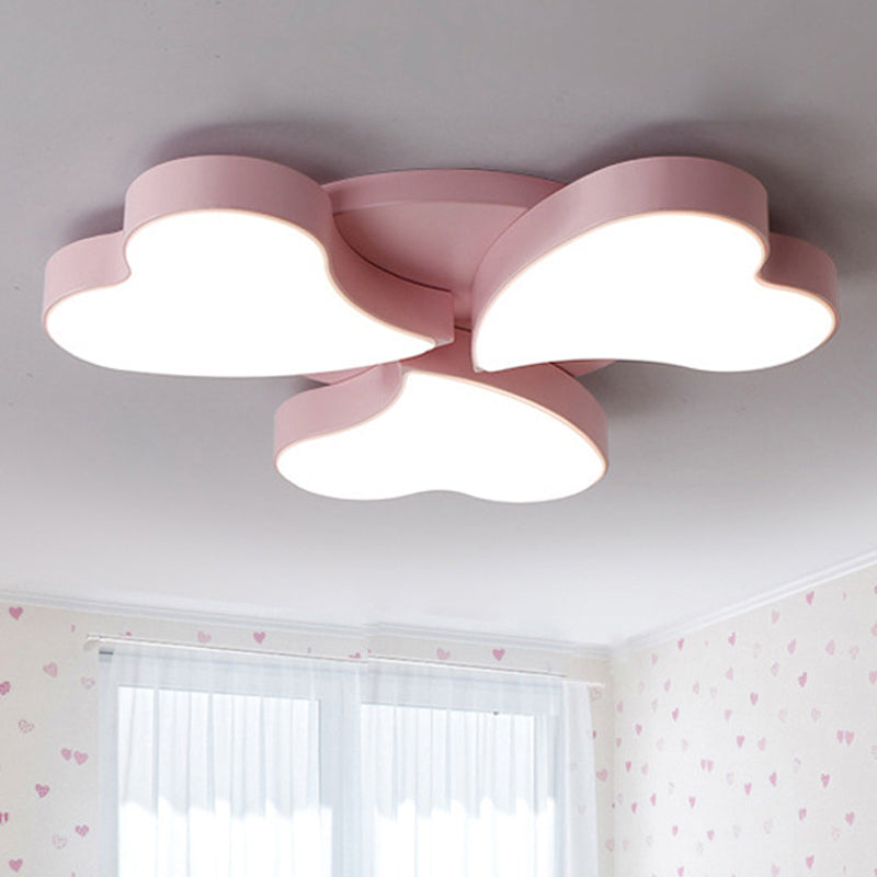 Acrylic Heart Ceiling Light Fixture Art Deco LED Flush Ceiling Lights in White for Bedroom 3 Pink Clearhalo 'Ceiling Lights' 'Close To Ceiling Lights' 'Close to ceiling' Lighting' 251680