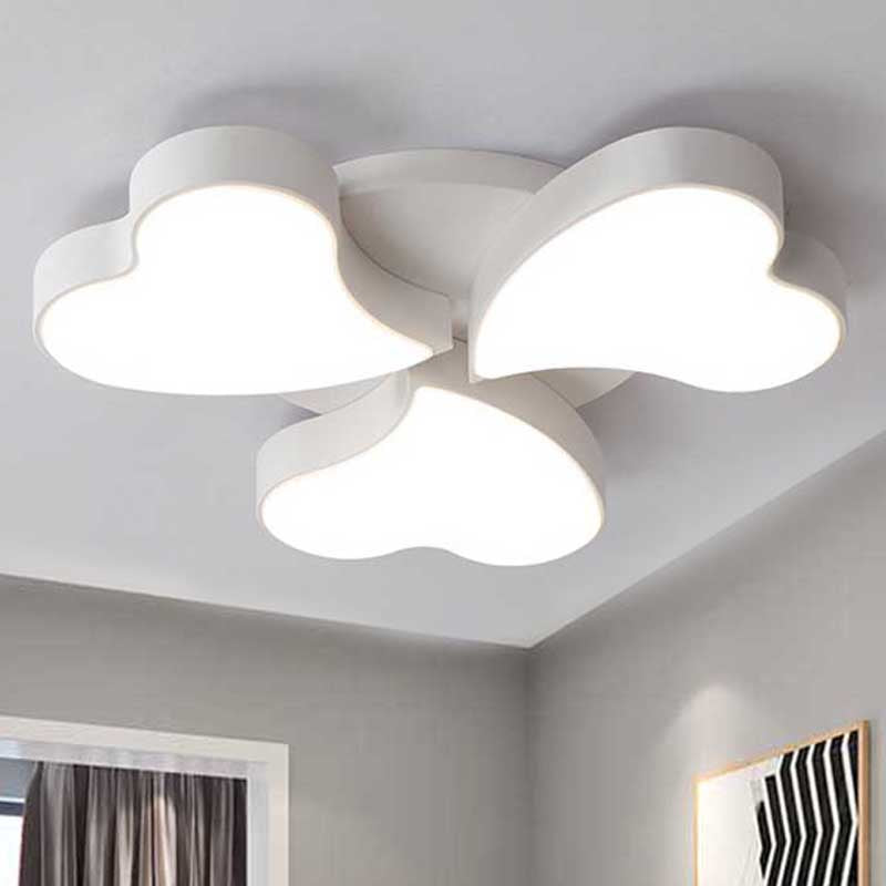 Acrylic Heart Ceiling Light Fixture Art Deco LED Flush Ceiling Lights in White for Bedroom 3 White Clearhalo 'Ceiling Lights' 'Close To Ceiling Lights' 'Close to ceiling' Lighting' 251682