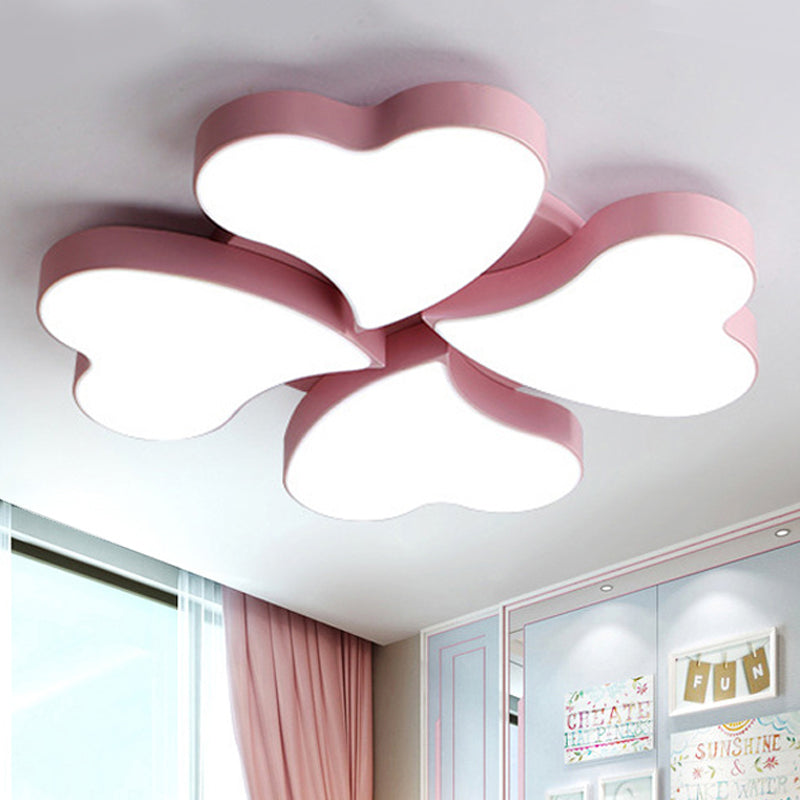 Acrylic Heart Ceiling Light Fixture Art Deco LED Flush Ceiling Lights in White for Bedroom 4 Pink Clearhalo 'Ceiling Lights' 'Close To Ceiling Lights' 'Close to ceiling' Lighting' 251686