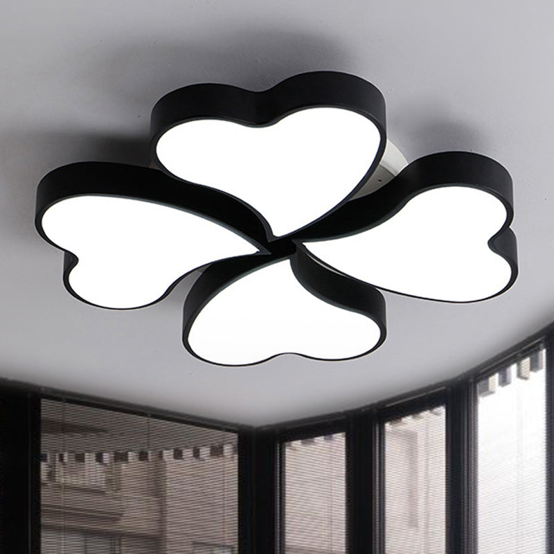 Acrylic Heart Ceiling Light Fixture Art Deco LED Flush Ceiling Lights in White for Bedroom 4 Black Clearhalo 'Ceiling Lights' 'Close To Ceiling Lights' 'Close to ceiling' Lighting' 251688