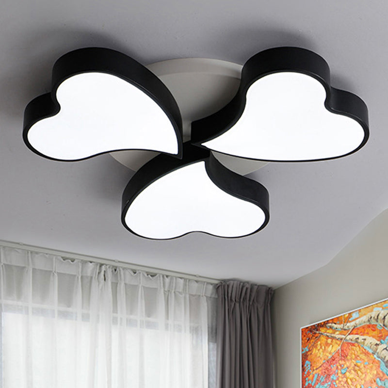 Acrylic Heart Ceiling Light Fixture Art Deco LED Flush Ceiling Lights in White for Bedroom 3 Black Clearhalo 'Ceiling Lights' 'Close To Ceiling Lights' 'Close to ceiling' Lighting' 251692