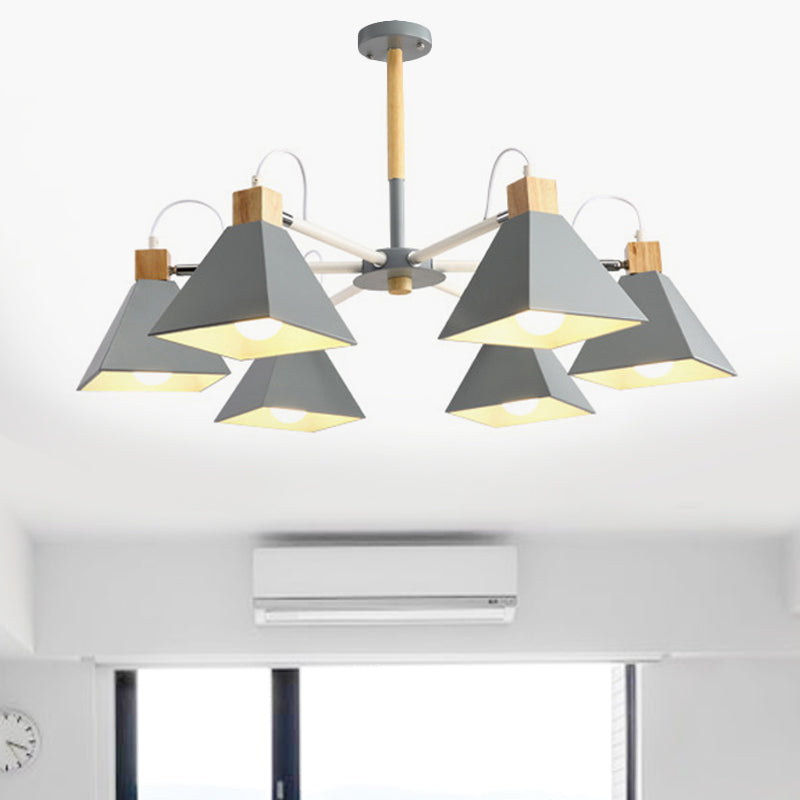 Triangle Bedroom Hanging Pendant Fixture Metal 6 Lights Modern Hanging Chandelier Clearhalo 'Ceiling Lights' 'Chandeliers' Lighting' options 251715