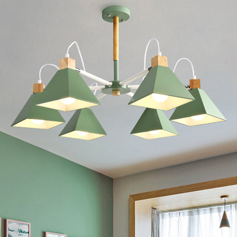 Triangle Bedroom Hanging Pendant Fixture Metal 6 Lights Modern Hanging Chandelier Clearhalo 'Ceiling Lights' 'Chandeliers' Lighting' options 251719