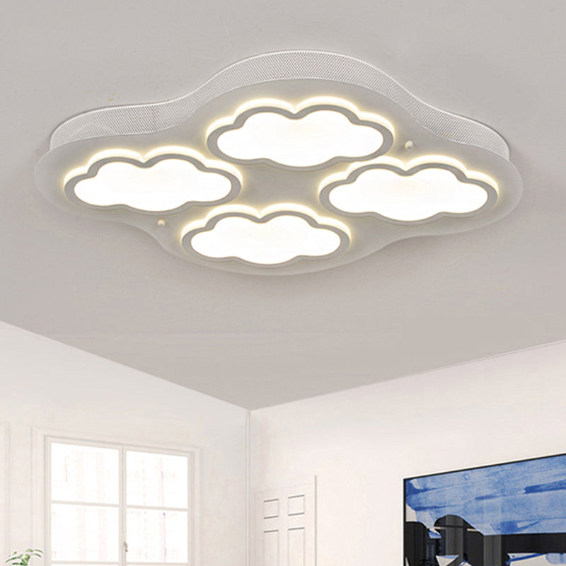 Cloud-Themed Kindergarten Flush Mount Ceiling Light Acrylic Cartoon LED Flush Ceiling Lights in White 4 White White Clearhalo 'Ceiling Lights' 'Close To Ceiling Lights' 'Close to ceiling' 'Flush mount' Lighting' 251722