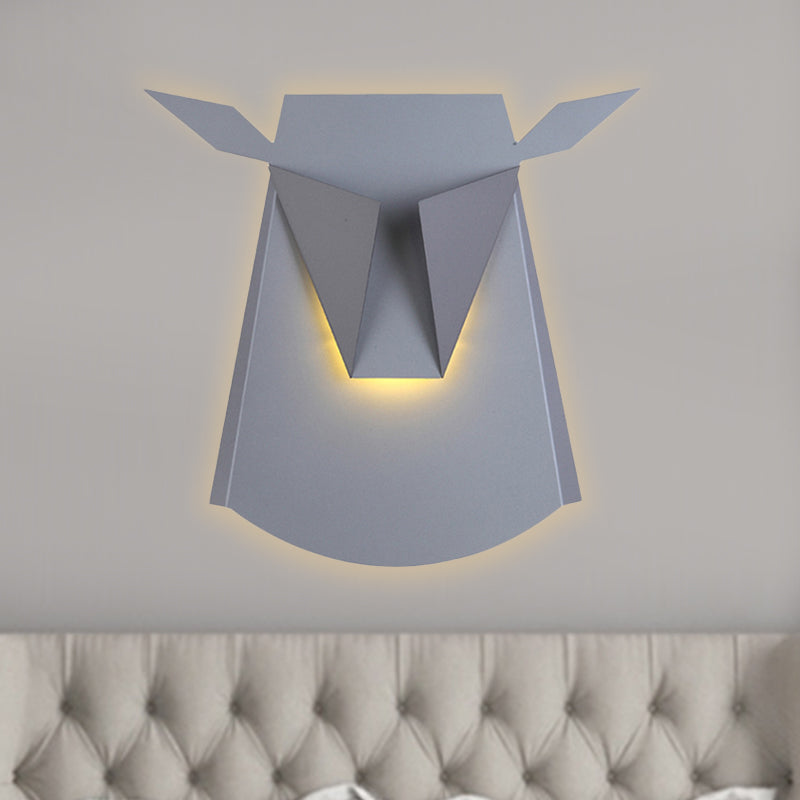 Metal Ox Head Wall Light Kitchen Living Room Animal Sconce Light with Warm Lighting Silver Clearhalo 'Wall Lamps & Sconces' 'Wall Lights' Lighting' 251729