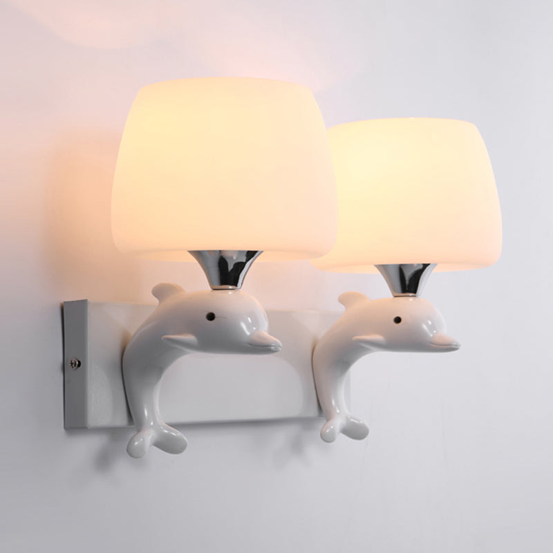 Frosted Glass Urn Wall Light Modern Stylish Wall Sconce in White Finish for Study Room 2.0 White Clearhalo 'Wall Lamps & Sconces' 'Wall Lights' Lighting' 251747