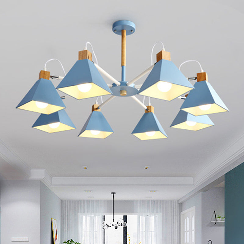 Triangle Living Room Hanging Metal 8 Lights Hanging Pendant fixture Clearhalo 'Ceiling Lights' 'Chandeliers' Lighting' options 251753