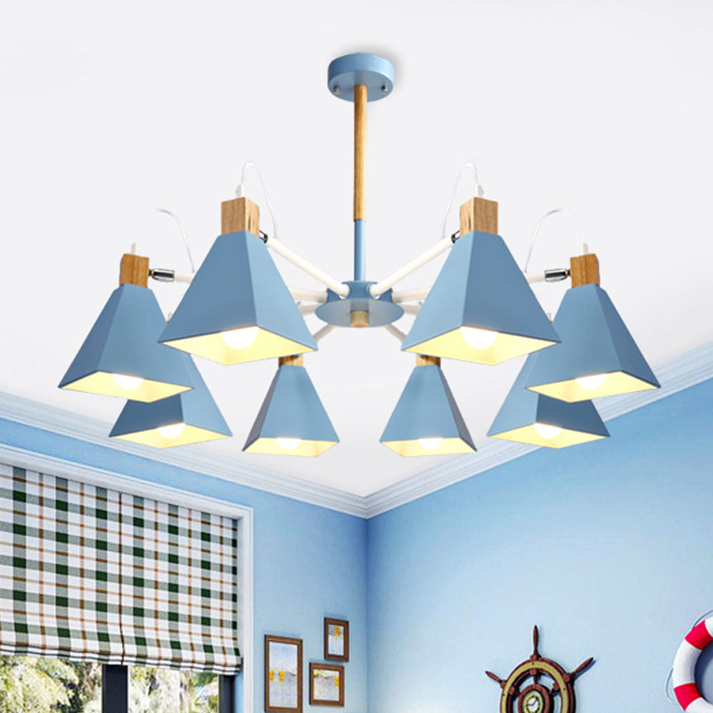Triangle Living Room Hanging Metal 8 Lights Hanging Pendant fixture Clearhalo 'Ceiling Lights' 'Chandeliers' Lighting' options 251754
