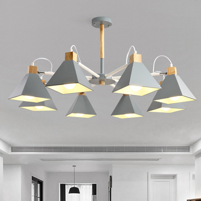 Triangle Living Room Hanging Metal 8 Lights Hanging Pendant fixture Grey Clearhalo 'Ceiling Lights' 'Chandeliers' Lighting' options 251755_847ffff2-5f9a-43d8-848e-08c7237abb40