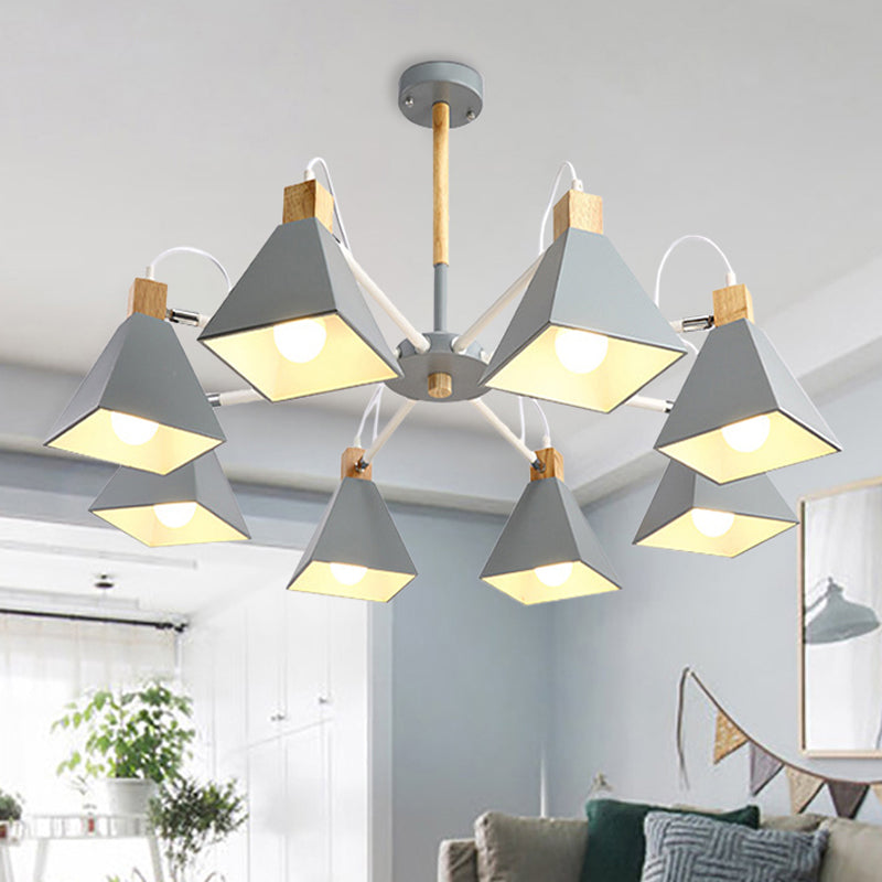 Triangle Living Room Hanging Metal 8 Lights Hanging Pendant fixture Clearhalo 'Ceiling Lights' 'Chandeliers' Lighting' options 251756