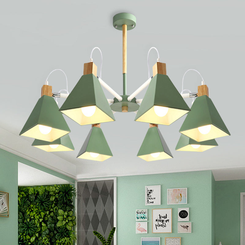 Triangle Living Room Hanging Metal 8 Lights Hanging Pendant fixture Clearhalo 'Ceiling Lights' 'Chandeliers' Lighting' options 251757