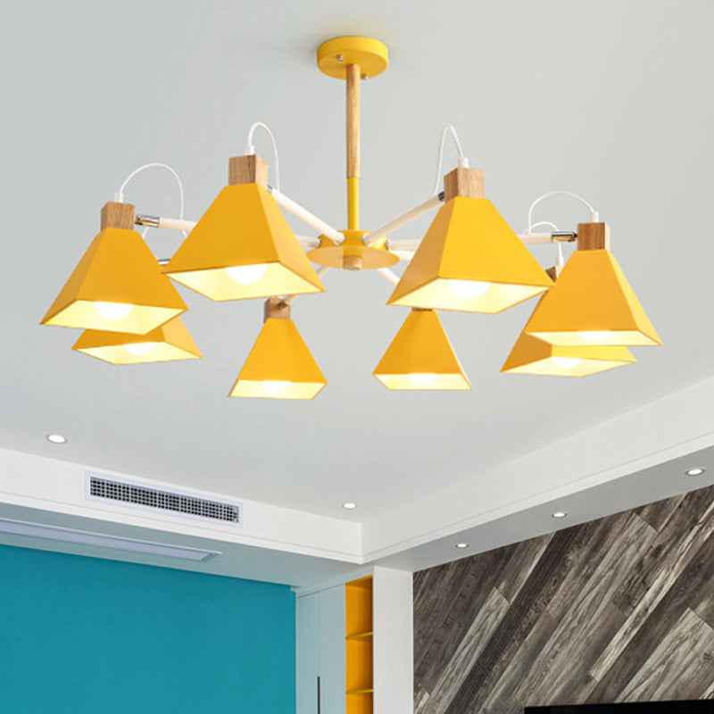 Triangle Living Room Hanging Metal 8 Lights Hanging Pendant fixture Clearhalo 'Ceiling Lights' 'Chandeliers' Lighting' options 251759