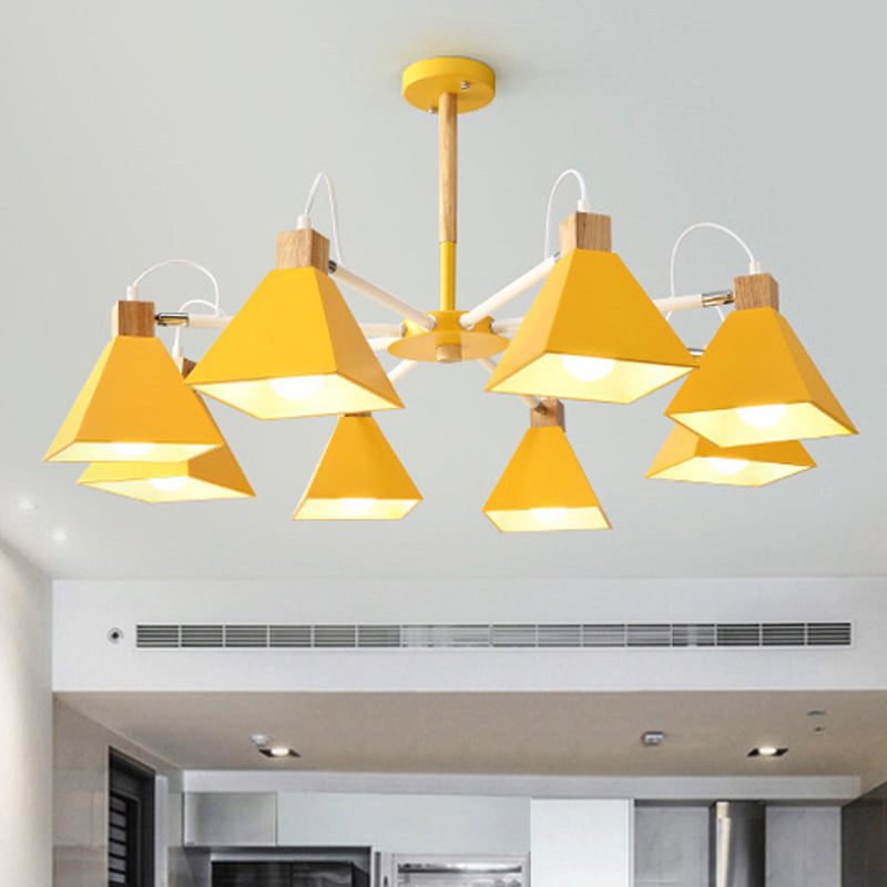 Triangle Living Room Hanging Metal 8 Lights Hanging Pendant fixture Clearhalo 'Ceiling Lights' 'Chandeliers' Lighting' options 251760