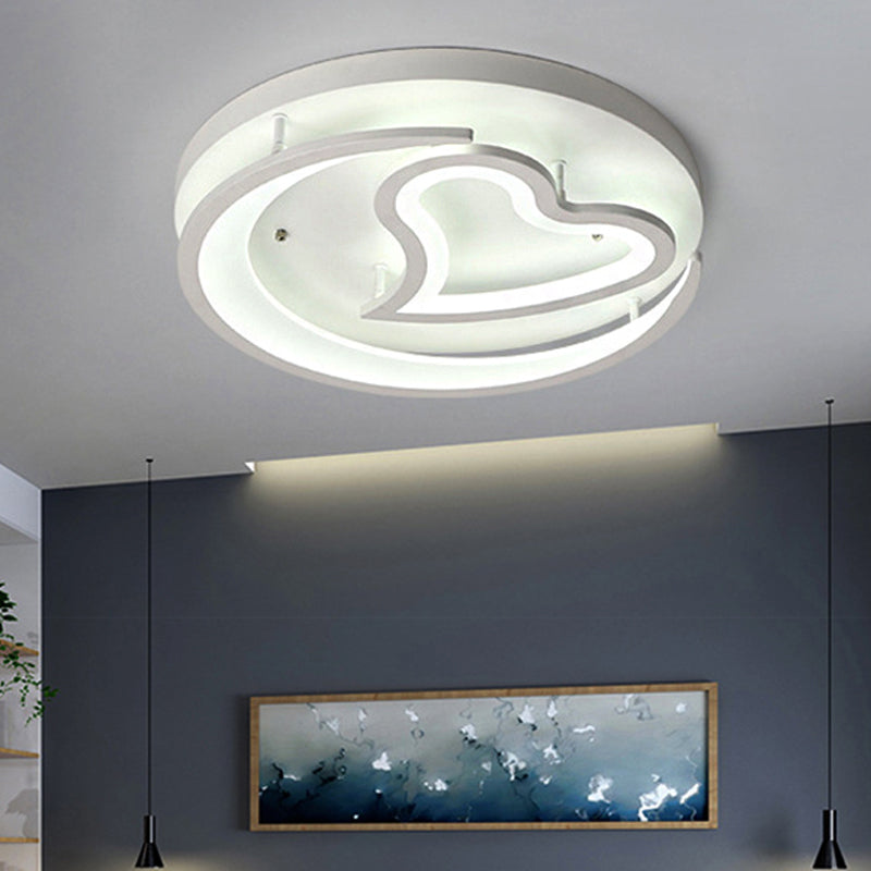 Chic Modern Heart Flush Mount Ceiling Light Acrylic Ceiling Light in White for Living Room White White Clearhalo 'Ceiling Lights' 'Close To Ceiling Lights' 'Close to ceiling' 'Flush mount' Lighting' 251761