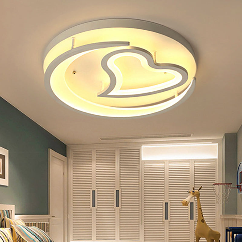 Chic Modern Heart Flush Mount Ceiling Light Acrylic Ceiling Light in White for Living Room White Warm Clearhalo 'Ceiling Lights' 'Close To Ceiling Lights' 'Close to ceiling' 'Flush mount' Lighting' 251762