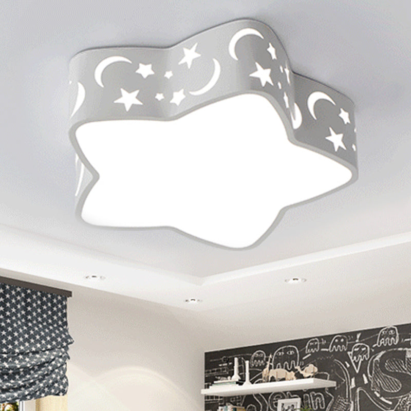 Modern Etched Star Ceiling Mount Light Acrylic White LED Ceiling Lamp for Kid Bedroom White Clearhalo 'Ceiling Lights' 'Close To Ceiling Lights' 'Close to ceiling' 'Flush mount' Lighting' 251763