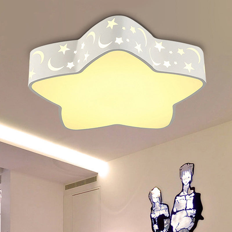 Modern Etched Star Ceiling Mount Light Acrylic White LED Ceiling Lamp for Kid Bedroom Clearhalo 'Ceiling Lights' 'Close To Ceiling Lights' 'Close to ceiling' 'Flush mount' Lighting' 251764