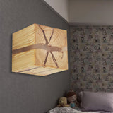 Rustic Style Cracked Cube Wall Light Wood Sconce Light for Kids Bedroom Nursing Room Clearhalo 'Wall Lamps & Sconces' 'Wall Lights' Lighting' 251768