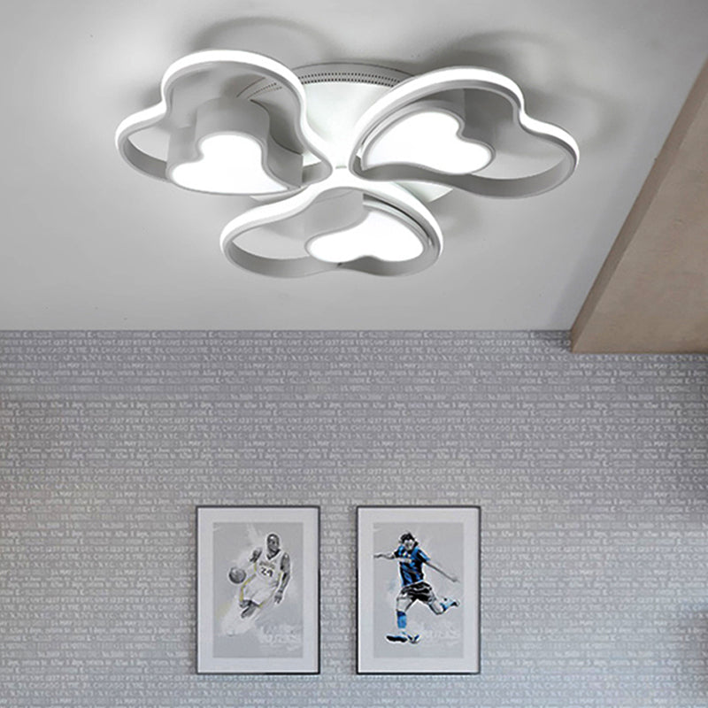 White Heart Ceiling Light Fixture Chic Modern Acrylic Flush Mount Ceiling Light for Living Room 3 White Clearhalo 'Ceiling Lights' 'Close To Ceiling Lights' 'Close to ceiling' 'Semi-flushmount' Lighting' 251769