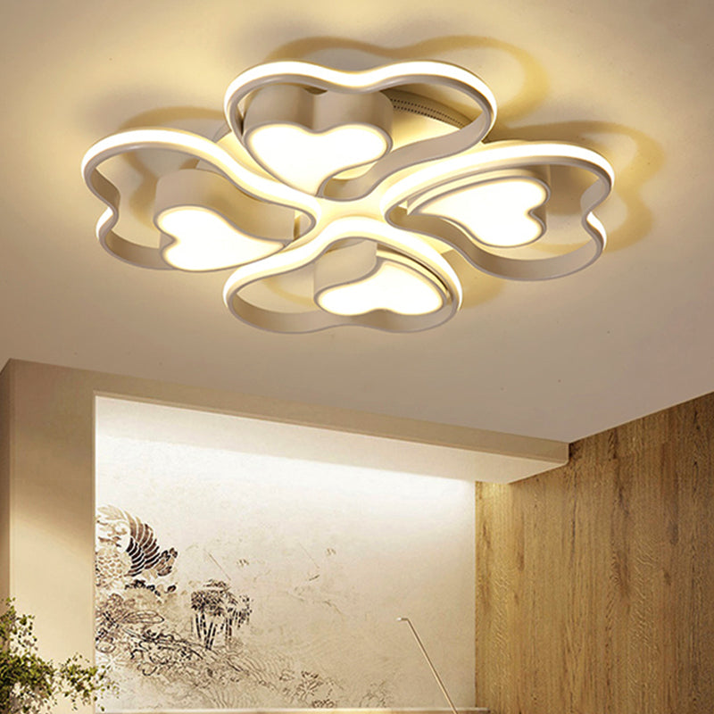 White Heart Ceiling Light Fixture Chic Modern Acrylic Flush Mount Ceiling Light for Living Room 4 White Clearhalo 'Ceiling Lights' 'Close To Ceiling Lights' 'Close to ceiling' 'Semi-flushmount' Lighting' 251771