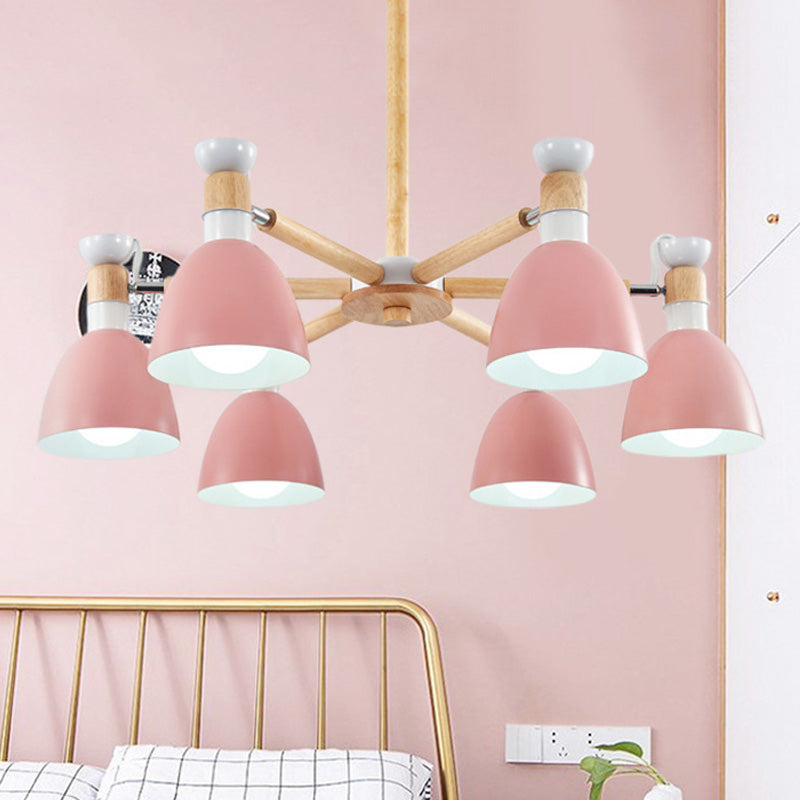 Macaroon Dome Hanging Light Fixture 6 Bulbs Hanging Lamp for Living Room Clearhalo 'Ceiling Lights' 'Chandeliers' Lighting' options 251804
