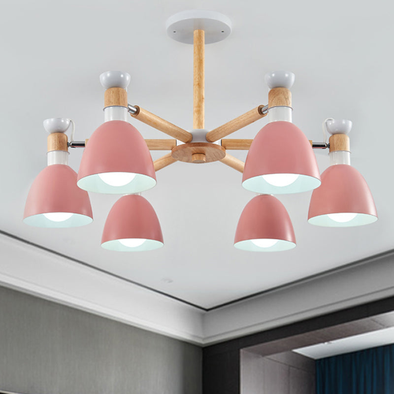 Macaroon Dome Hanging Light Fixture 6 Bulbs Hanging Lamp for Living Room Clearhalo 'Ceiling Lights' 'Chandeliers' Lighting' options 251805
