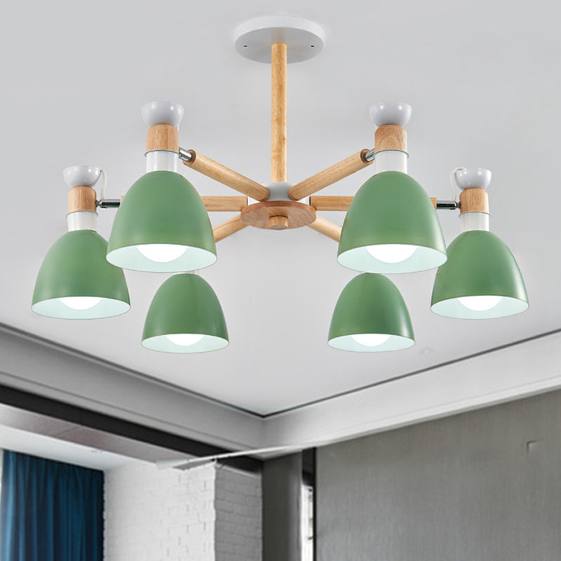 Macaroon Dome Hanging Light Fixture 6 Bulbs Hanging Lamp for Living Room Green Clearhalo 'Ceiling Lights' 'Chandeliers' Lighting' options 251806_a93dbb70-2baa-4c8a-a562-49470e47501a