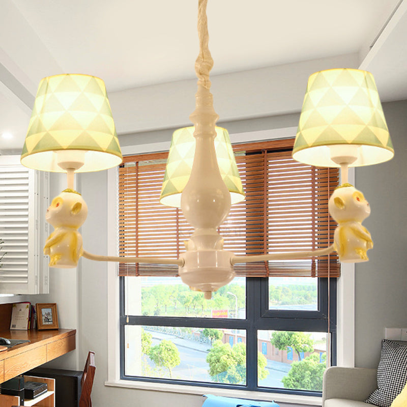 Fabric Tapered Shade Hanging Lights Nordic Hanging Pendant Lights in Yellow for Living Room Clearhalo 'Ceiling Lights' 'Chandeliers' Lighting' options 251811