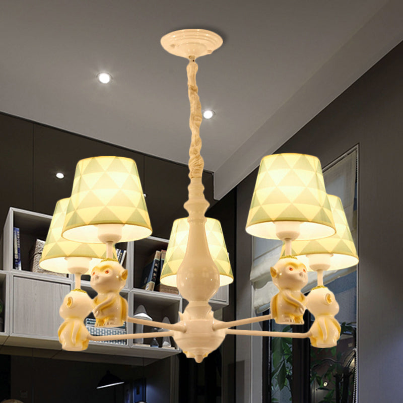 Fabric Tapered Shade Hanging Lights Nordic Hanging Pendant Lights in Yellow for Living Room 5 Yellow Clearhalo 'Ceiling Lights' 'Chandeliers' Lighting' options 251812_d064eea4-c13e-46ba-b92f-c6fd49b60e2d