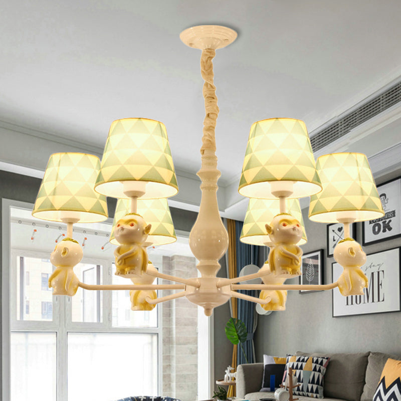 Fabric Tapered Shade Hanging Lights Nordic Hanging Pendant Lights in Yellow for Living Room 6 Yellow Clearhalo 'Ceiling Lights' 'Chandeliers' Lighting' options 251814_25afa5ad-5121-4f98-81f7-e6ae0f2a1ac3