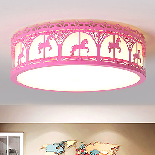 Acrylic Circular Flush Mount Ceiling Fixture Modern Contemporary Ceiling Light for Kid Bedroom Pink Warm Clearhalo 'Ceiling Lights' 'Close To Ceiling Lights' 'Close to ceiling' 'Flush mount' Lighting' 251825